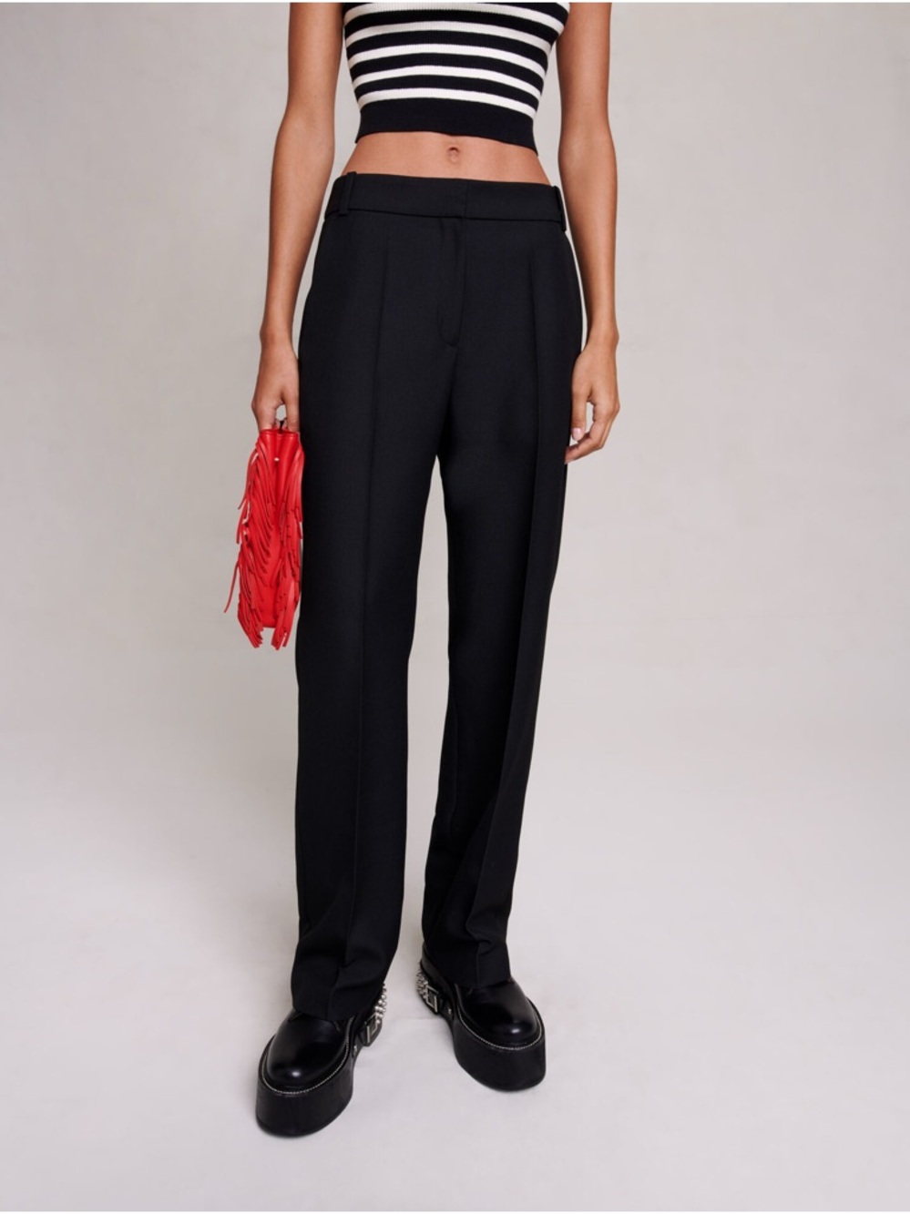 Maje Black Tailored Trousers High Rise Minimal Chic S